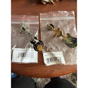 Barcelona Hard Rock Cafe Pins Mosaic Guitar & Columbus Figure Europe Rare Vtg